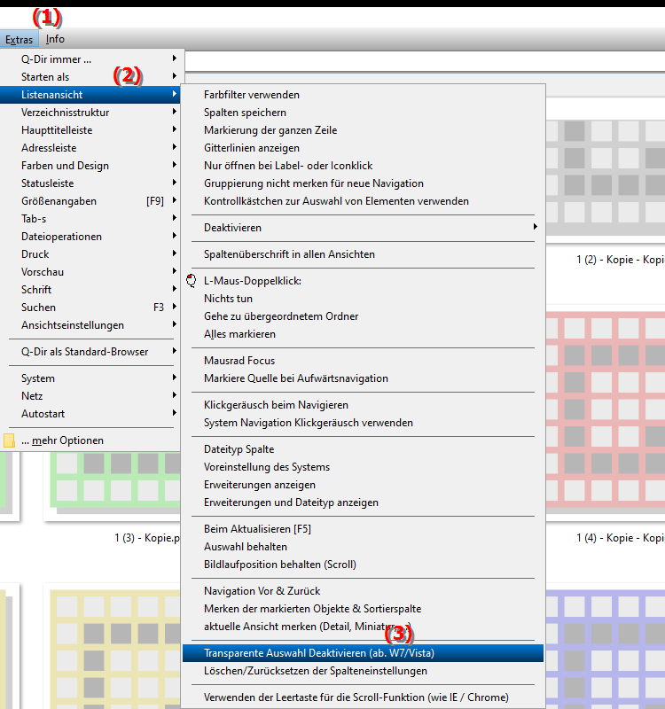 Wie deaktiviere ich die transparente Auswahl im Datei Explorer